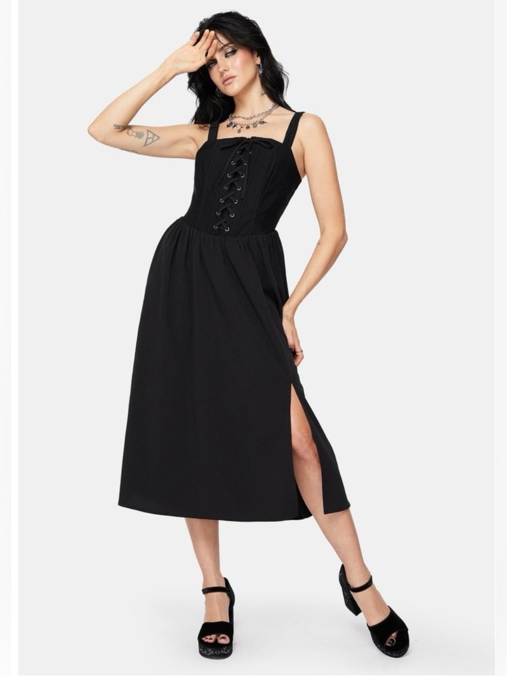 NWT Disturbia Miranda Midi Corset Dress Black Size 6